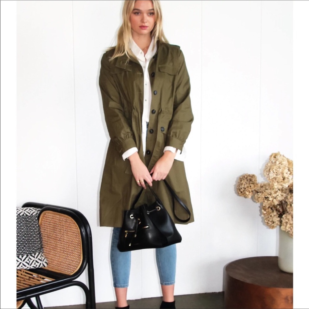 belle & bloom Carlisle Button Front Trench Coat Large Boho Fairy Streetwear NEW